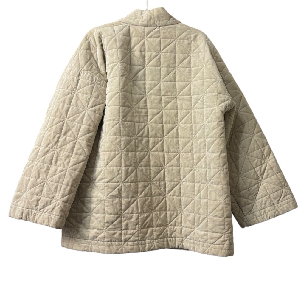 Self Contrast Made in USA Quilted Velvet Beige Kimono Style Jacket Oversized M - Picture 2 of 13